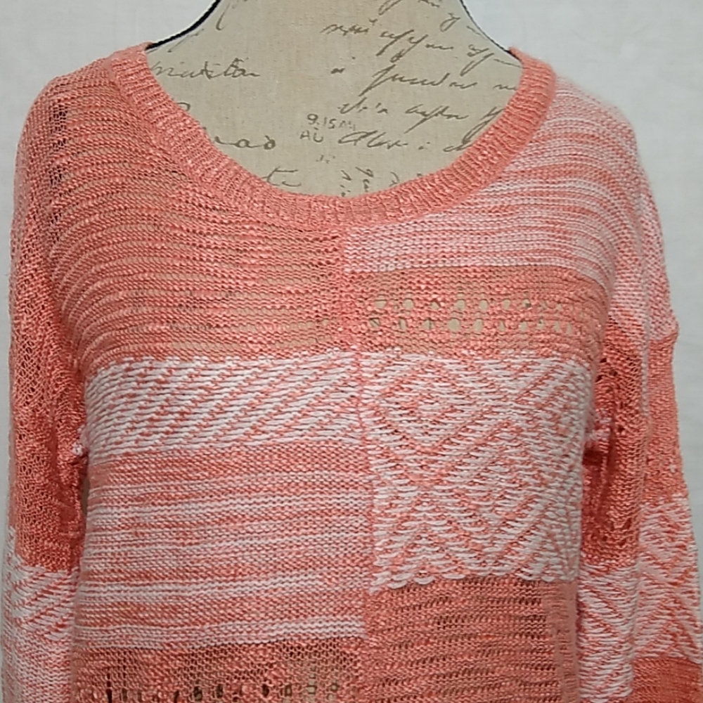 Charming Charlie Knitted Orange and White Sweater